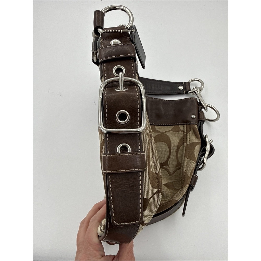 Coach Vintage 2009 Zoe Signature Brown Canvas/Leather Trim Buckle Hobo bag - Picture 14 of 14